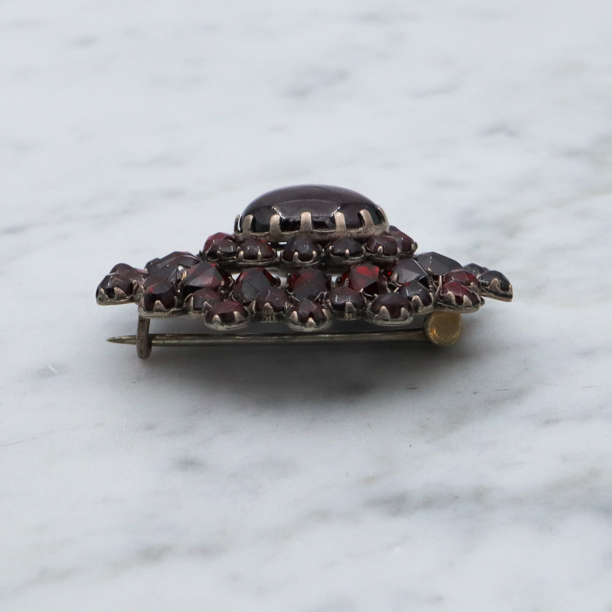 Antique Victorian Bohemian rose cut garnet sunburst brooch